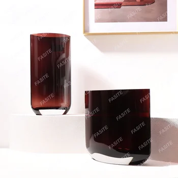 Современная легкая роскошная стеклянная плоская ваза ручной работы модель комнатной гидропонной цветочной посуды украшения для дома