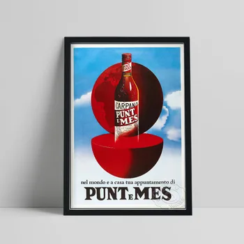 Европейский рекламный плакат, рекламные Цветные принты для рисования ликера Punt E Mes, Настенные рисунки для винтажных напитков, домашний декор