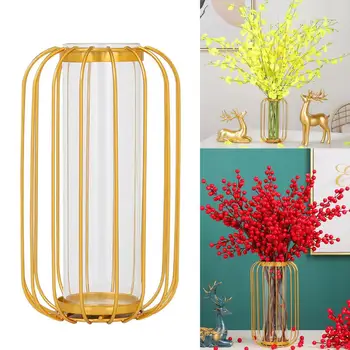 Украшение золотой гидропонной вазы для стола в гостиной, Украшение рабочего стола, Сухоцветы, цветочная композиция, Зеленый гидропонный цветок