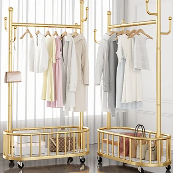 Современная вешалка для одежды в спальне Металлические Золотые колеса Переносная Вешалка для сушки на стене Эстетичная мебель Perchero для гостиной