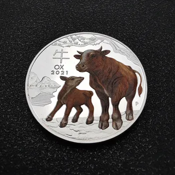 2021 Год Быка Австралия Памятные монеты с животными 1 унция серебра Елизавета II Сувениры Подарки на Новый год