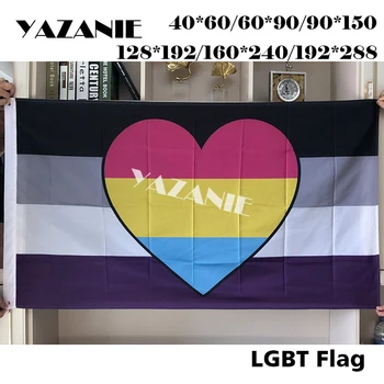 ЯЗАНИ Любого размера, Асексуальные Пансексуальные Комбинированные флаги и баннеры в форме сердца, Флаги Гордости с графической печатью на заказ С латунными люверсами