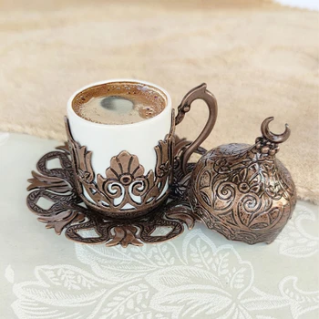 Набор керамической теплоизоляции для кофейных чашек В стиле ретро, европейский стиль, турецкий Оригинальный подарок высокого класса