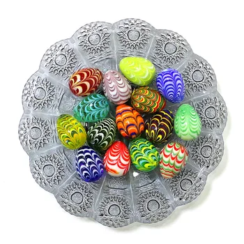 5ШТ Разноцветных украшений из Муранского стекла в форме пасхальных яиц, редких овальных шариков, шариков, прекрасных камешков, декора для праздничной вечеринки для детей