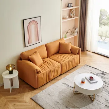 Итальянский кожаный диван высокого класса в стиле минимализм, легкая роскошная кожа, многослойная гостиная из массива дерева, негабаритное глубокое сиденье