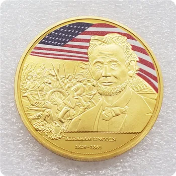 Памятная монета 16-го президента США Авраама Линкольна, позолоченная коллекция сувенирных произведений искусства