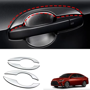 4шт Хромированная Серебристая отделка внешней боковой дверной ручки автомобиля для Toyota Yaris Ativ/VIOS 2022 2023