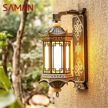 Наружные настенные светильники SAMAN, бронзовое освещение, светодиодные бра, классическое водонепроницаемое ретро для украшения домашнего балкона