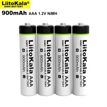 Аккумуляторная батарея LiitoKala AAA NiMH 1.2 V емкостью 900 мАч, используемая для фонариков, игрушек, мышей, электронных весов и т.д. 4шт.