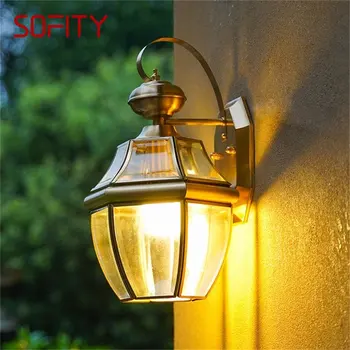 SOFITY Ретро Наружный латунный настенный светильник Водонепроницаемый IP65 Бра Светодиодное освещение для домашнего крыльца и двора