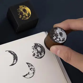 Винтажный декоративный штамп с фазами Луны, Планета Луна, деревянные резиновые штампы для изготовления открыток, поделок, скрапбукинга, ежедневника.