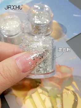Алюминиевая серебряная пудра с блестками для ногтей, пыль для ногтей, блеск для ногтей, нейл-арт, вечеринка 