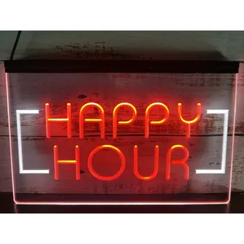 Двухцветная светодиодная неоновая вывеска Happy Hour Bar Beer Ale