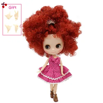 Серия кукол ICY DBS Middie Blyth № QE150 Оранжево-красные вьющиеся волосы, Матовое лицо 1/8 BJD