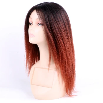 Кудрявые прямые синтетические парики для женщин, парики из вьющихся волос Яки для чернокожих женщин, красно-коричневые, черные волосы для косплея на вечеринку (14 дюймов)