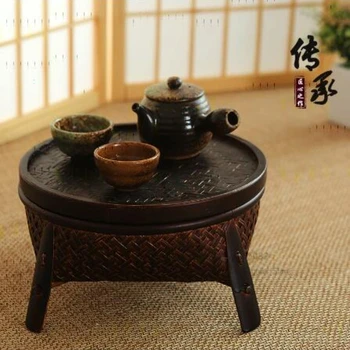 Журнальный столик в китайском стиле и чайный сервиз в тайском стиле ретро кунг-фу с бамбуковой корзинкой с крышкой круглый журнальный столик для домашнего использования
