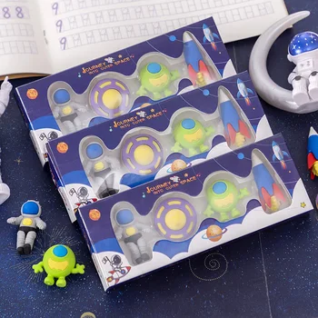 10 коробок/лот, креативный набор ластиков для карандашей астронавта, милые резиновые ластики для письма и рисования, канцелярские подарки, школьные принадлежности