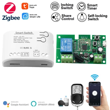 12 В 24 В ZIGBEE Smart Wifi Модуль Переключения Двигателя 1CH AC/DC 5 В 7-32 В RF 433 Радио Пульт Дистанционного Управления Шаговое Реле для Alexa Google Home