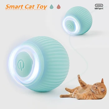 Умные игрушки с катящимся мячом для кошек, перезаряжаемые игрушки для кошек, подвижный мяч, самодвижущиеся игрушки для котенка для интерактивных игр в помещении 2023