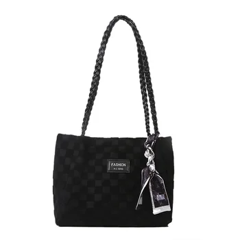 Женская сумка большой емкости, повседневная холщовая сумка на плечо, сумка-тоут продвинутого текстурного класса для поездок на работу, весенне-осенний стиль