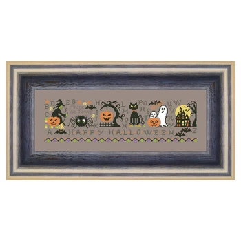 Набор для вышивки крестом на Хэллоуин, Хлопчатобумажная шелковая нить 18 карат, 14 карат, 11 карат, кофейный холст, графическая печать, строчка, вышивка