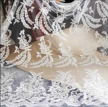 1 метр Французской кружевной ткани в Европейском стиле, Африканский тюль, Белоснежные кружевные ткани, 2017 Модные Нигерийские кружевные ткани