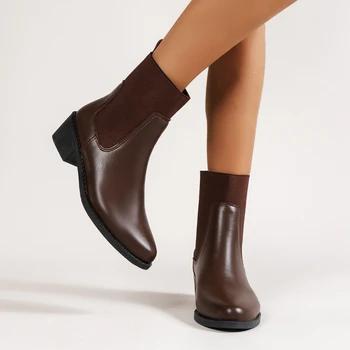 Женская новая модная обувь по щиколотку, женские ботинки на низком каблуке, офисные женские ботинки для зрелых, весна-осень 2023, Chaussures Femme large43