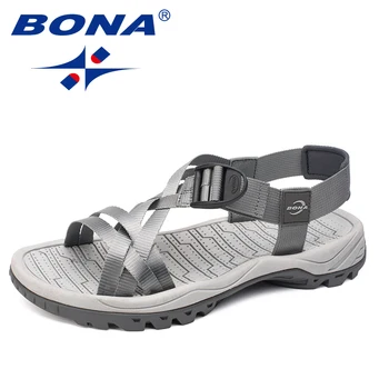 Мужские сандалии BONA New Classics в стиле летней обуви для прогулок на открытом воздухе Удобные мужские тапочки с ремешком на верхней части, мягкие легкие, Бесплатная доставка