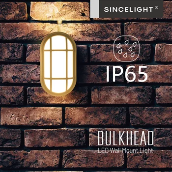 Morden 15W LED Bulkhead Wall Light IP65 Водонепроницаемый Наружный Настенный Светильник Для Скрытого Монтажа Безопасности Овальный Светильник Для Гаража Патио Крыльца