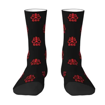 Sigil Of Leviathan 666 Мужские и женские носки для экипажа, модные носки Унисекс с 3D-принтом, Сатанинский Крест, Да здравствует Сатана